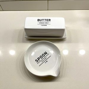 West Elm Utility Stoneware Spoon Rest and Butter Dish